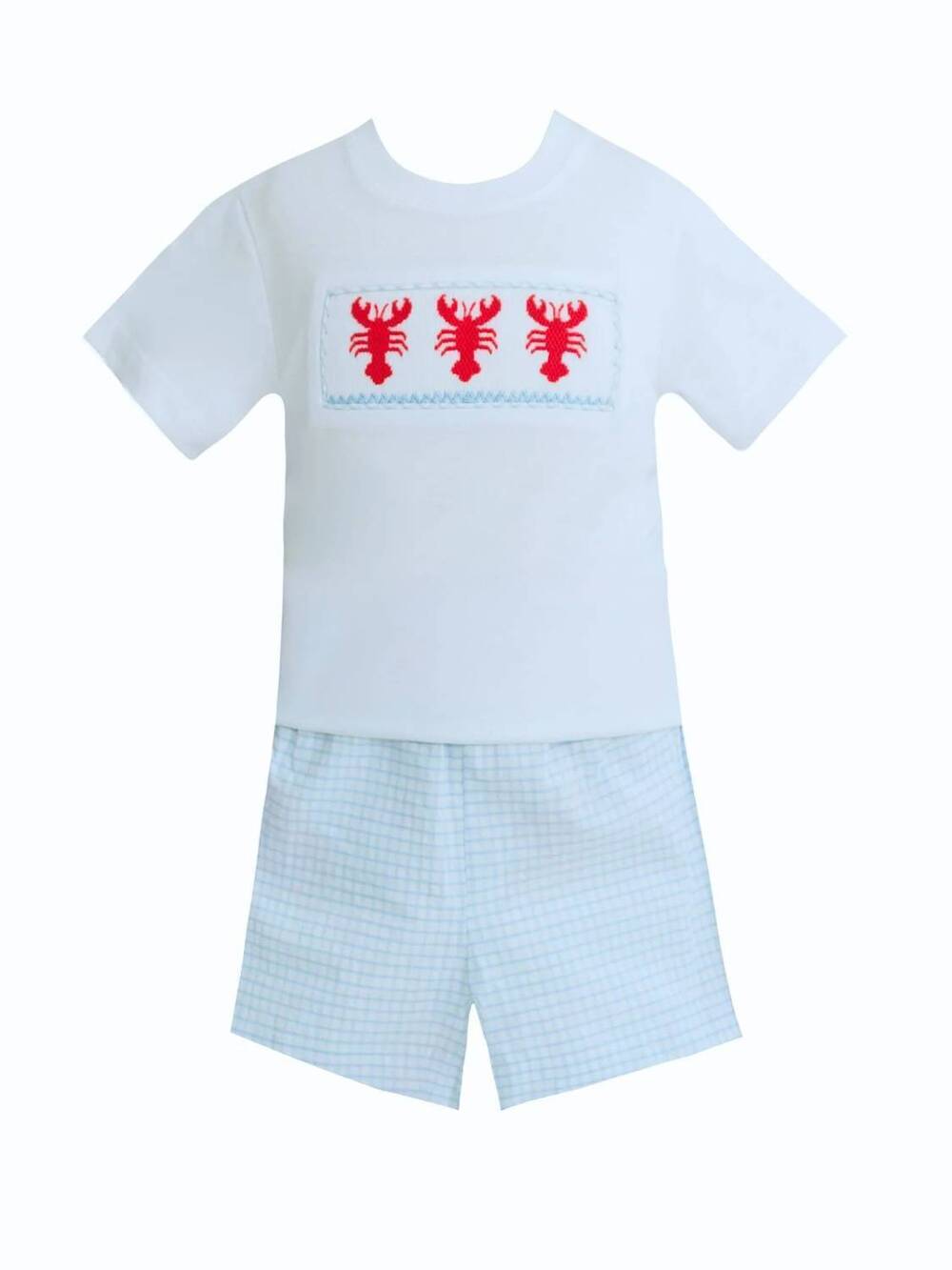 NEW KREWE kid's ollie smocked crawfish set in blue